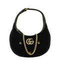 GUCCI Gucci Marmont Half Moon Mini Leather Shoulder Bag Black 770983