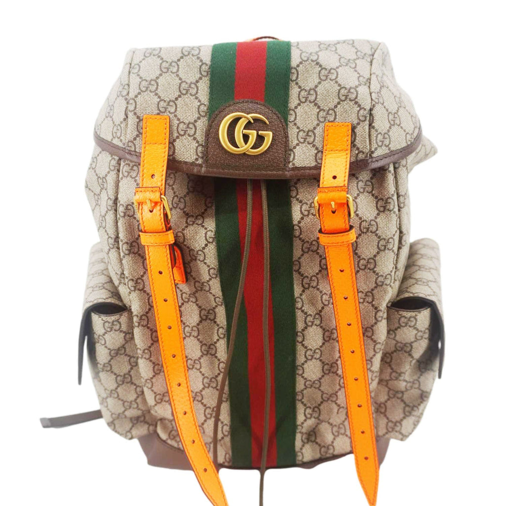 GUCCI Ophidia Gucci Medium Supreme Canvas Backpack Beige 598140