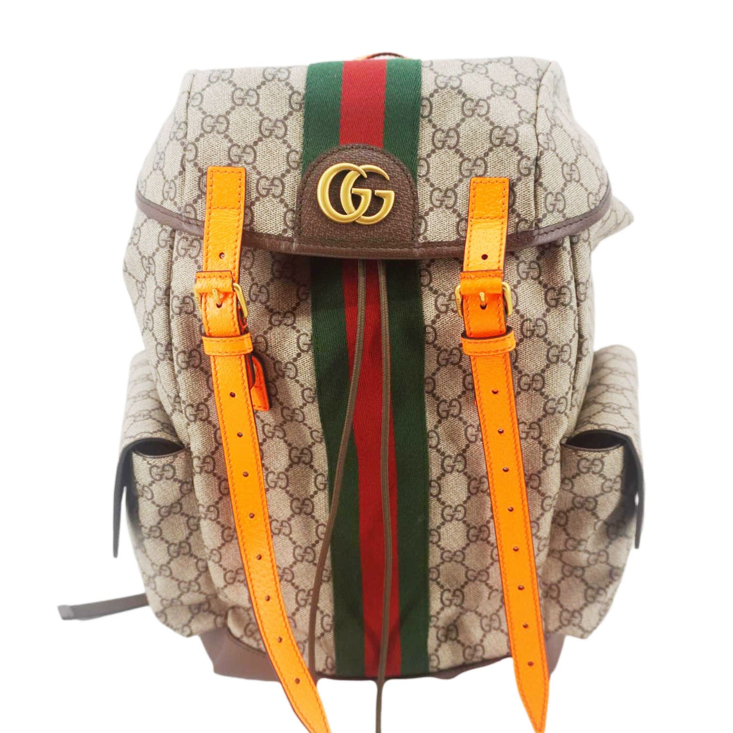 GUCCI Ophidia Gucci Medium Supreme Canvas Backpack Beige 598140