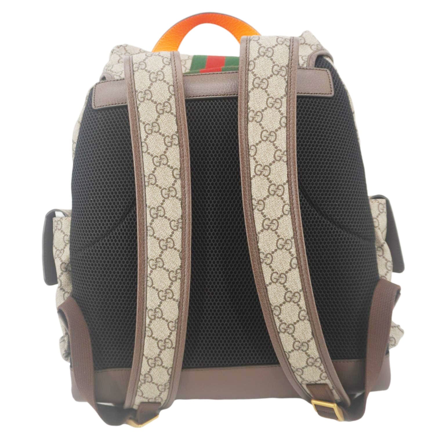 GUCCI Ophidia Gucci Medium Supreme Canvas Backpack Beige 598140