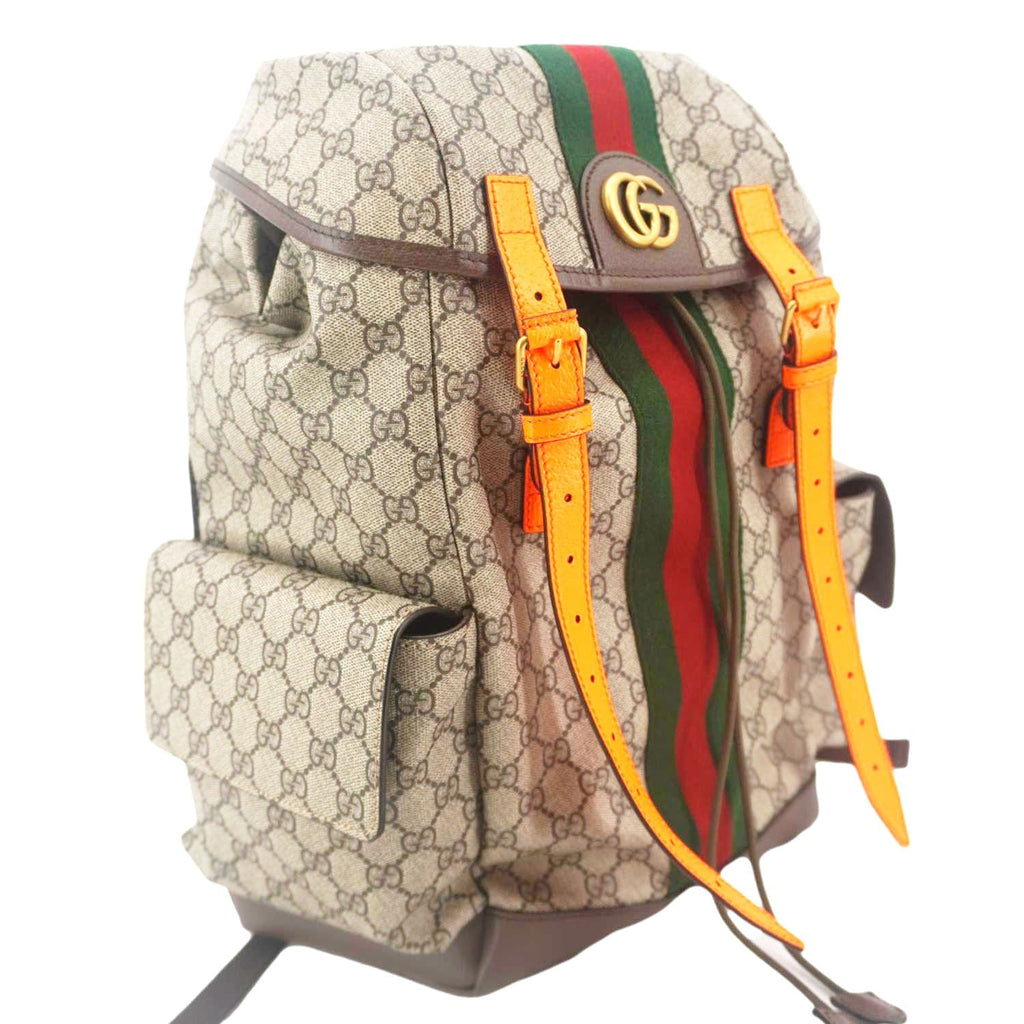GUCCI Ophidia Gucci Medium Supreme Canvas Backpack Beige 598140