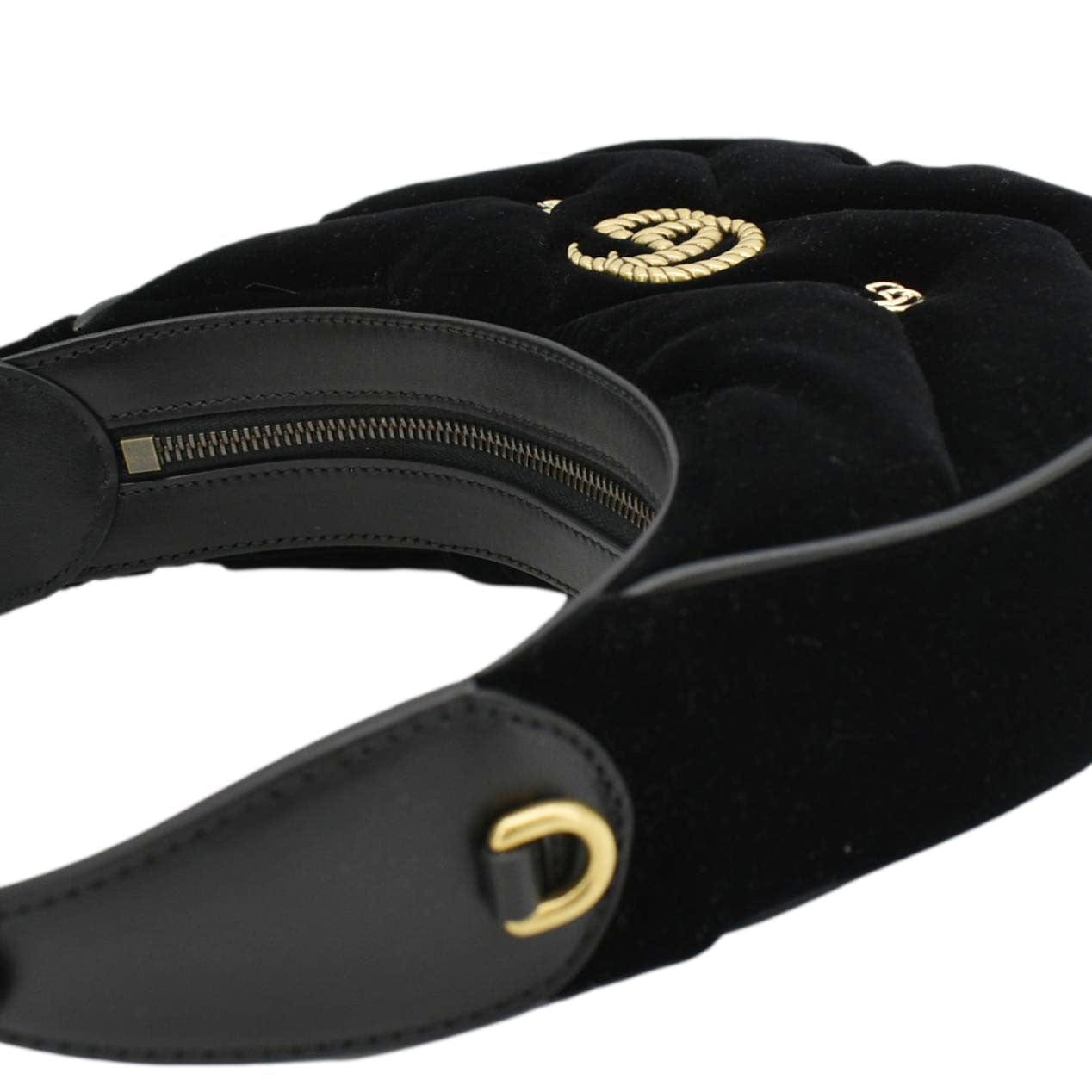 GUCCI Gucci Marmont Half Moon Mini Leather Shoulder Bag Black 770983