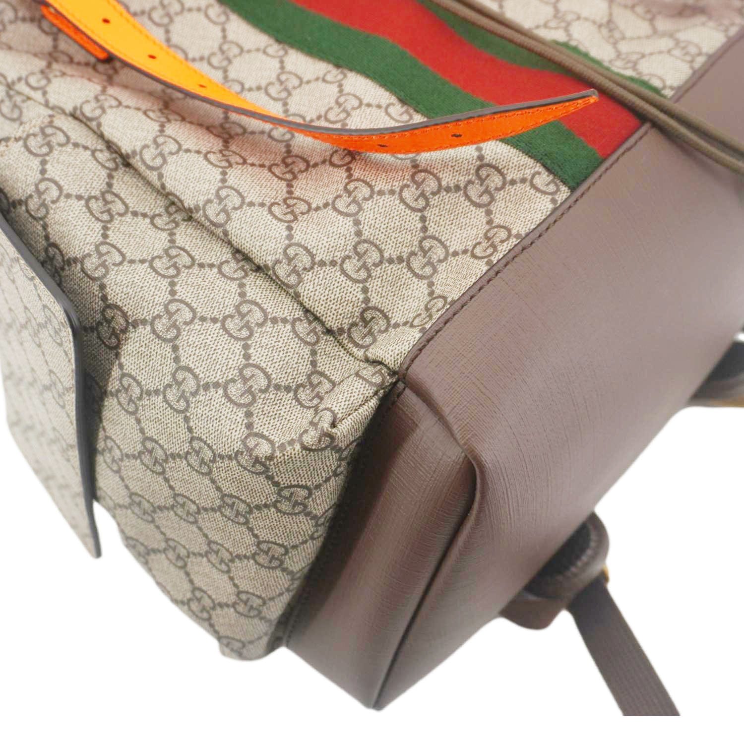 GUCCI Ophidia Gucci Medium Supreme Canvas Backpack Beige 598140
