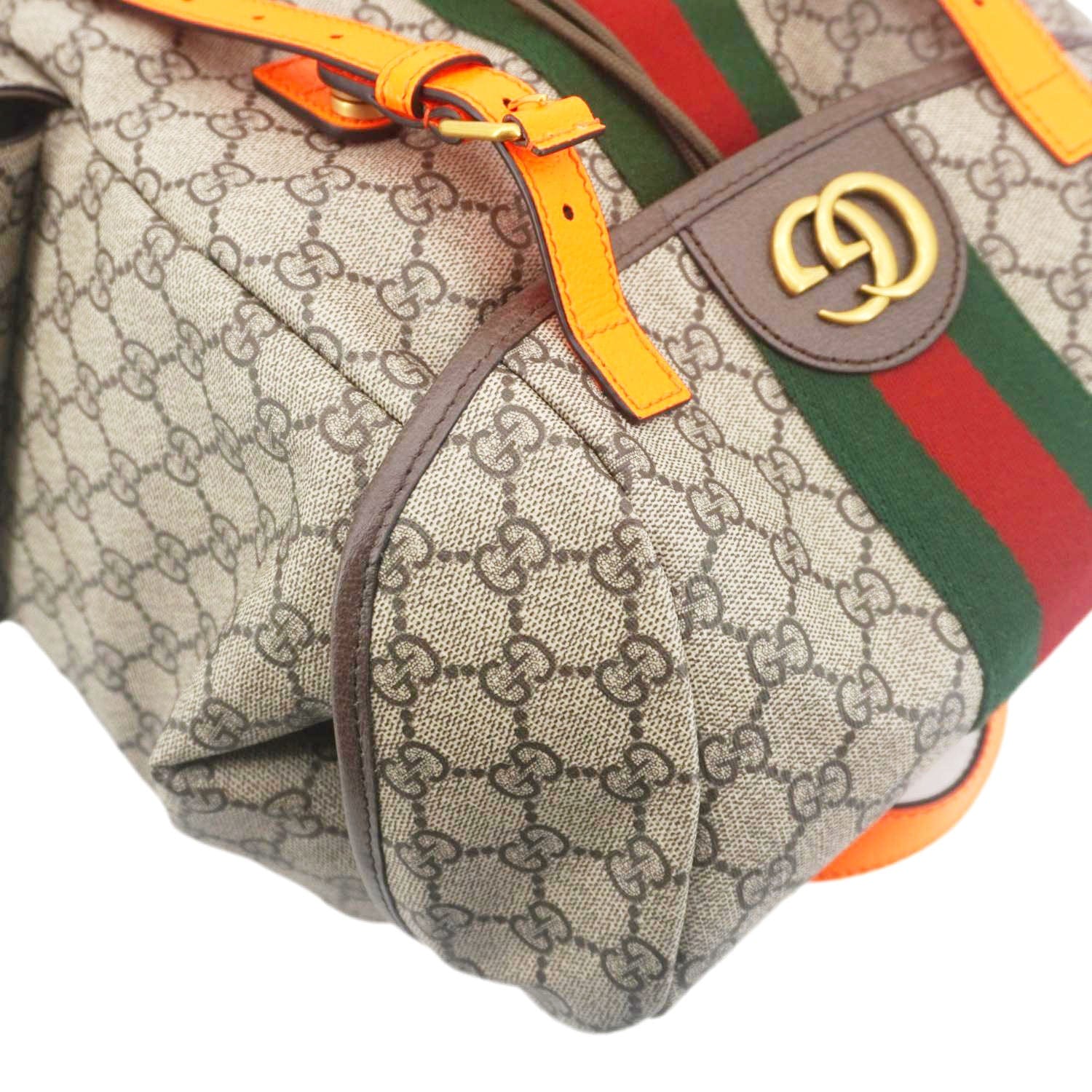GUCCI Ophidia Gucci Medium Supreme Canvas Backpack Beige 598140