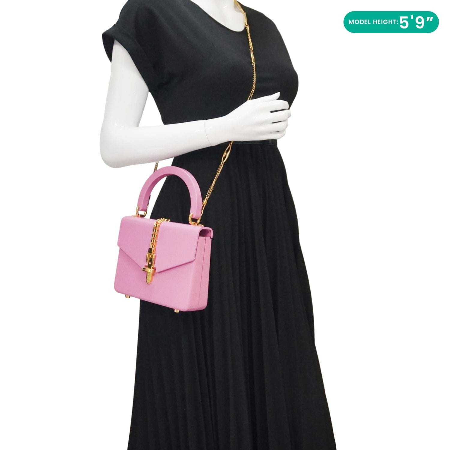GUCCI Sylvie 1969 Plexiglass Top Handle Crossbody Bag Pink 589482