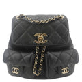 Chanel Duma Pockets Small Quilted Caviar Leather Drawstring Backpack Black