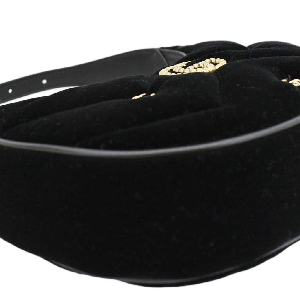 GUCCI Gucci Marmont Half Moon Mini Leather Shoulder Bag Black 770983