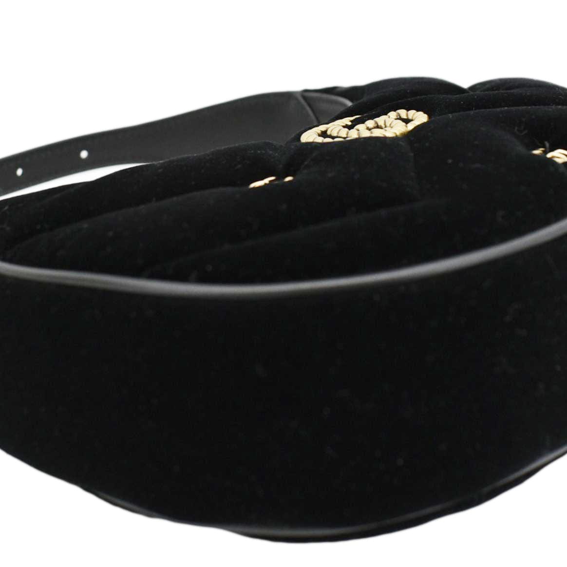 GUCCI Gucci Marmont Half Moon Mini Leather Shoulder Bag Black 770983