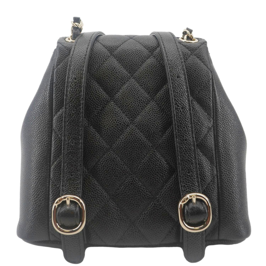 Chanel Duma Pockets Small Quilted Caviar Leather Drawstring Backpack Black