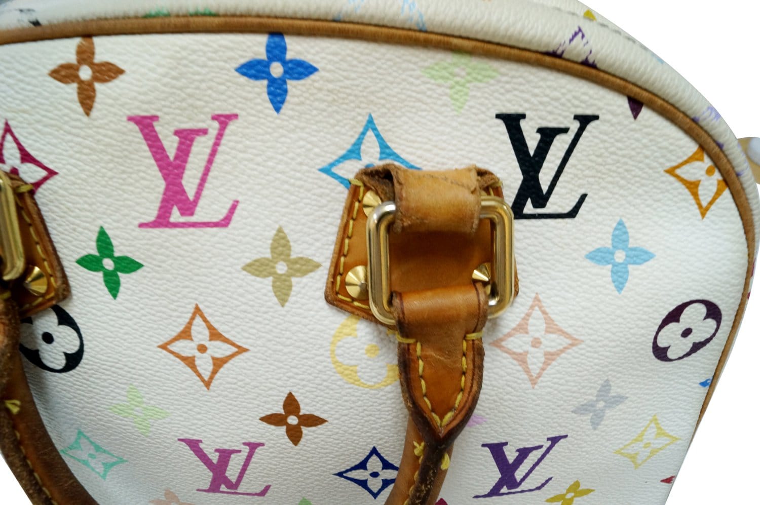 LOUIS VUITTON White Monogram Multicolor Trouville Satchel Bag
