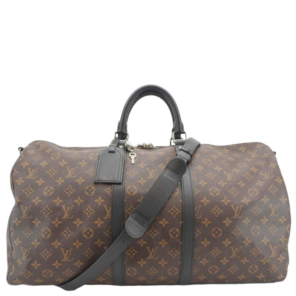 LOUIS VUITTON Keepall Bandouliere 55 Monogram Canvas Travel Bag Brown