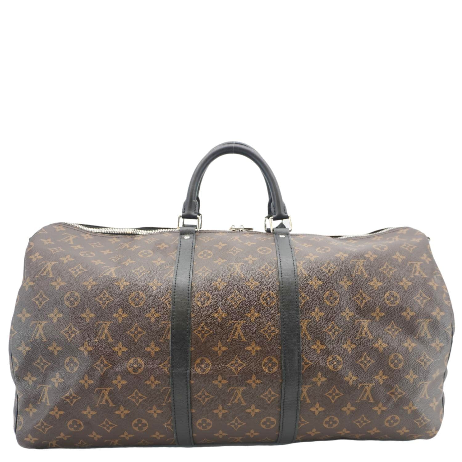 LOUIS VUITTON Keepall Bandouliere 55 Monogram Canvas Travel Bag Brown