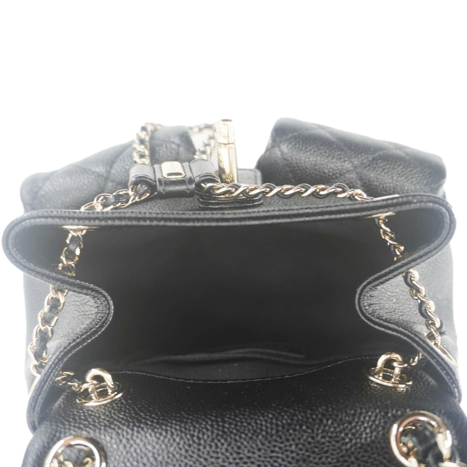 Chanel Duma Pockets Small Quilted Caviar Leather Drawstring Backpack Black