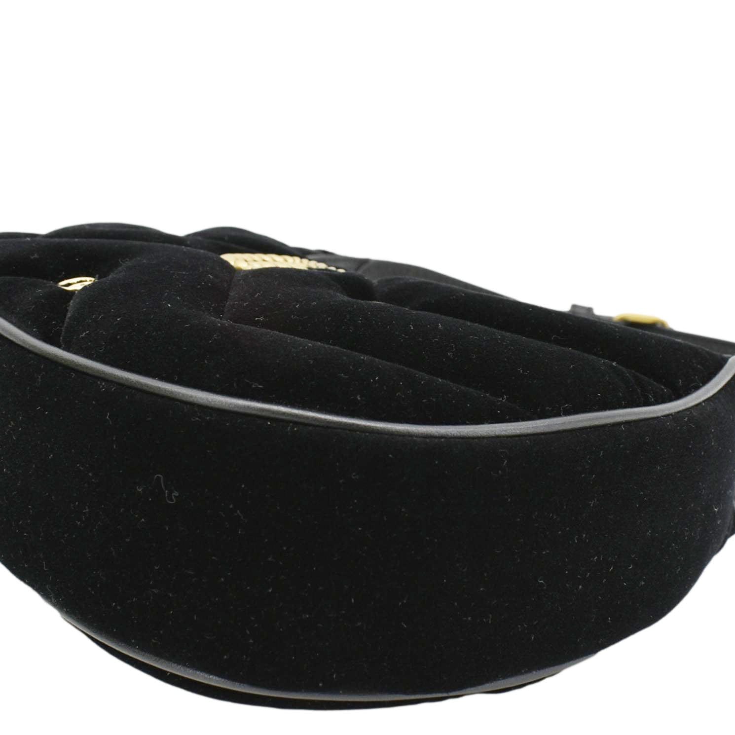 GUCCI Gucci Marmont Half Moon Mini Leather Shoulder Bag Black 770983