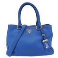PRADA Vitello Daino Leather Tote Shoulder Bag Blue