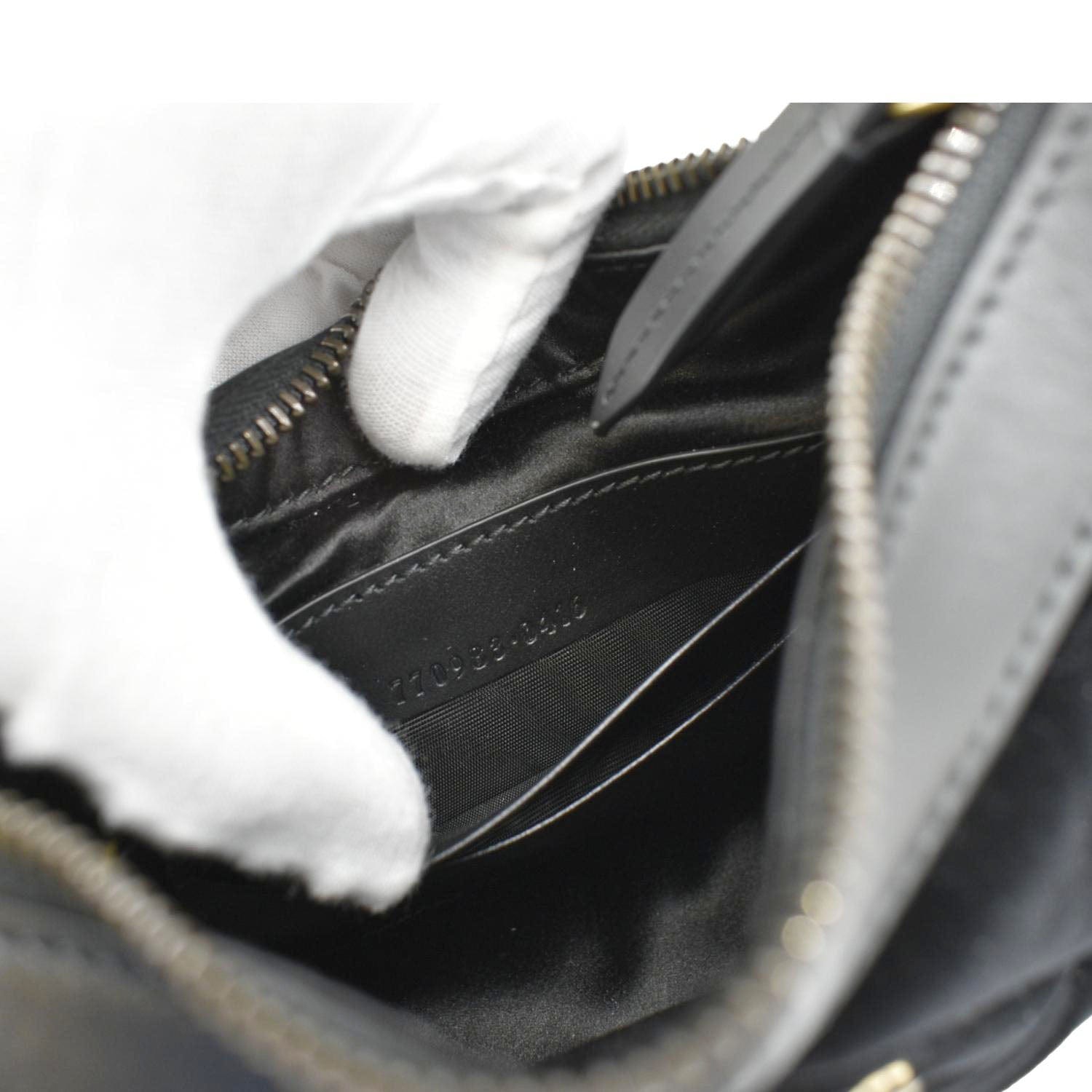 GUCCI Gucci Marmont Half Moon Mini Leather Shoulder Bag Black 770983