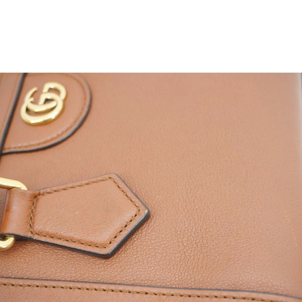 GUCCI Diana Bamboo Mini Leather Tote Bag Brown 655661