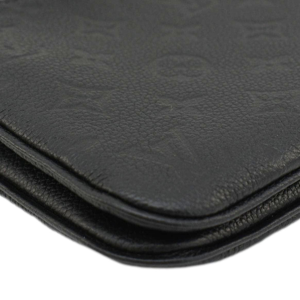 LOUIS VUITTON Double Zip Pochette Monogram Empreinte Crossbody Bag Black