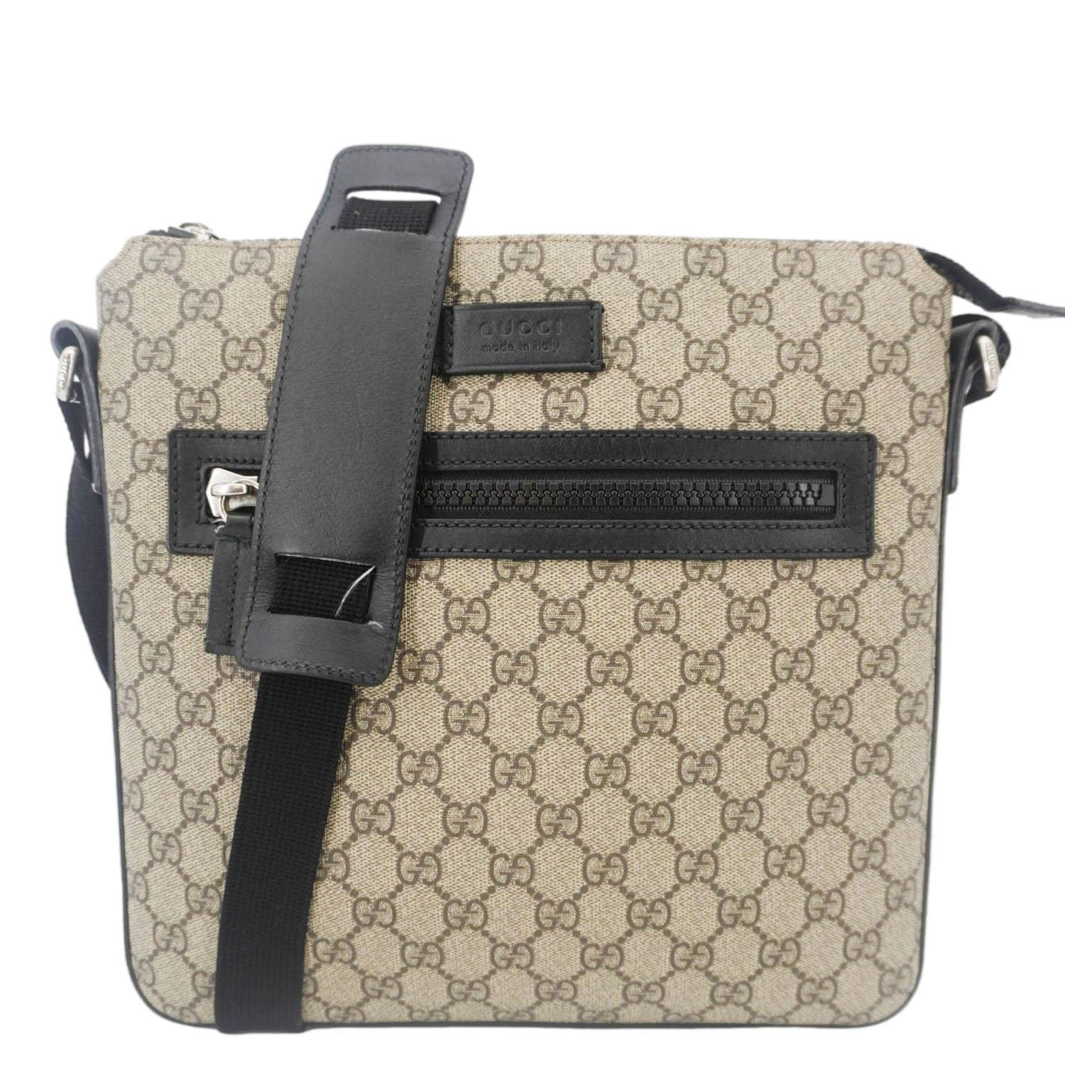 GUCCI Front Zip Medium Gucci Canvas Messenger Bag Beige 406974