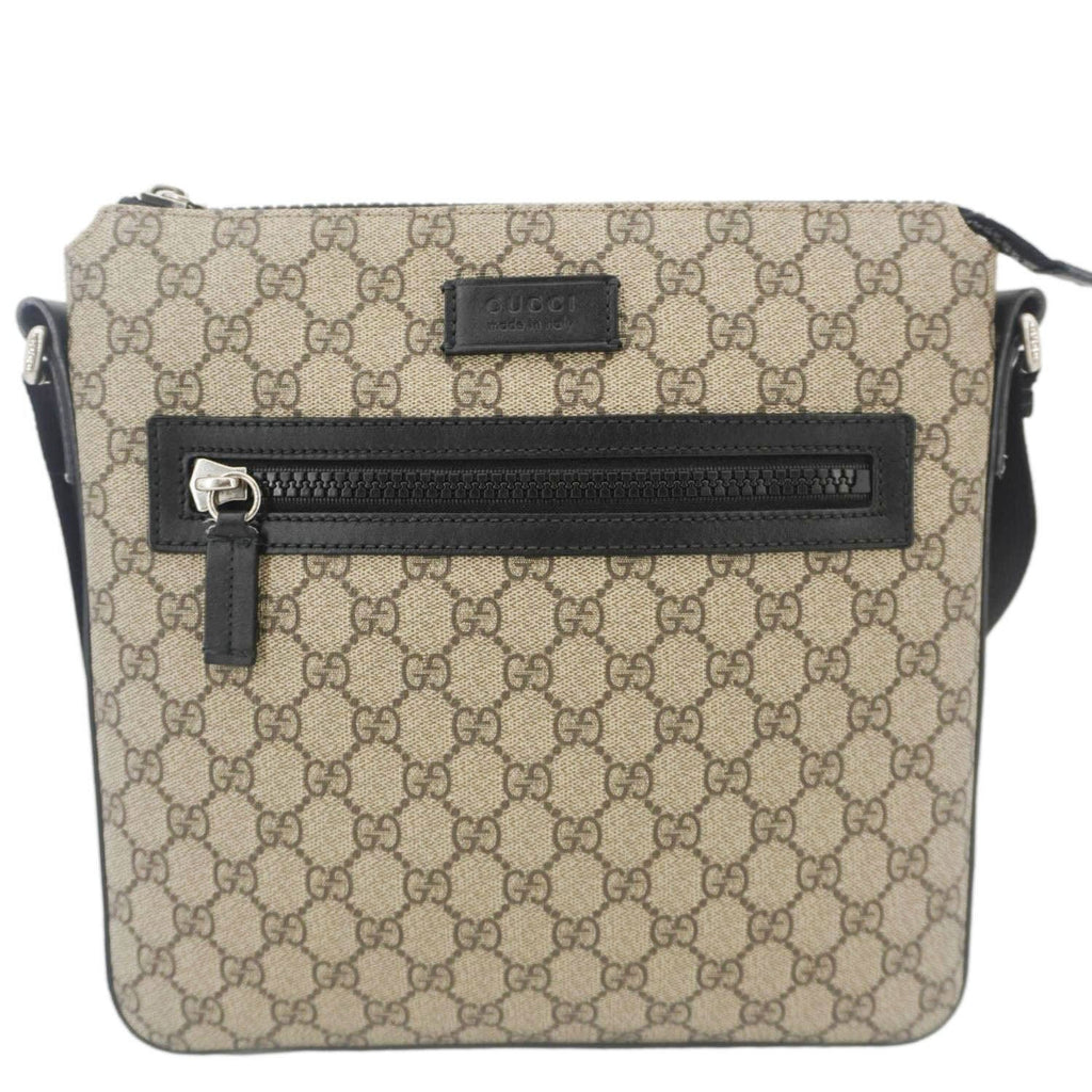 GUCCI Front Zip Medium Gucci Canvas Messenger Bag Beige 406974