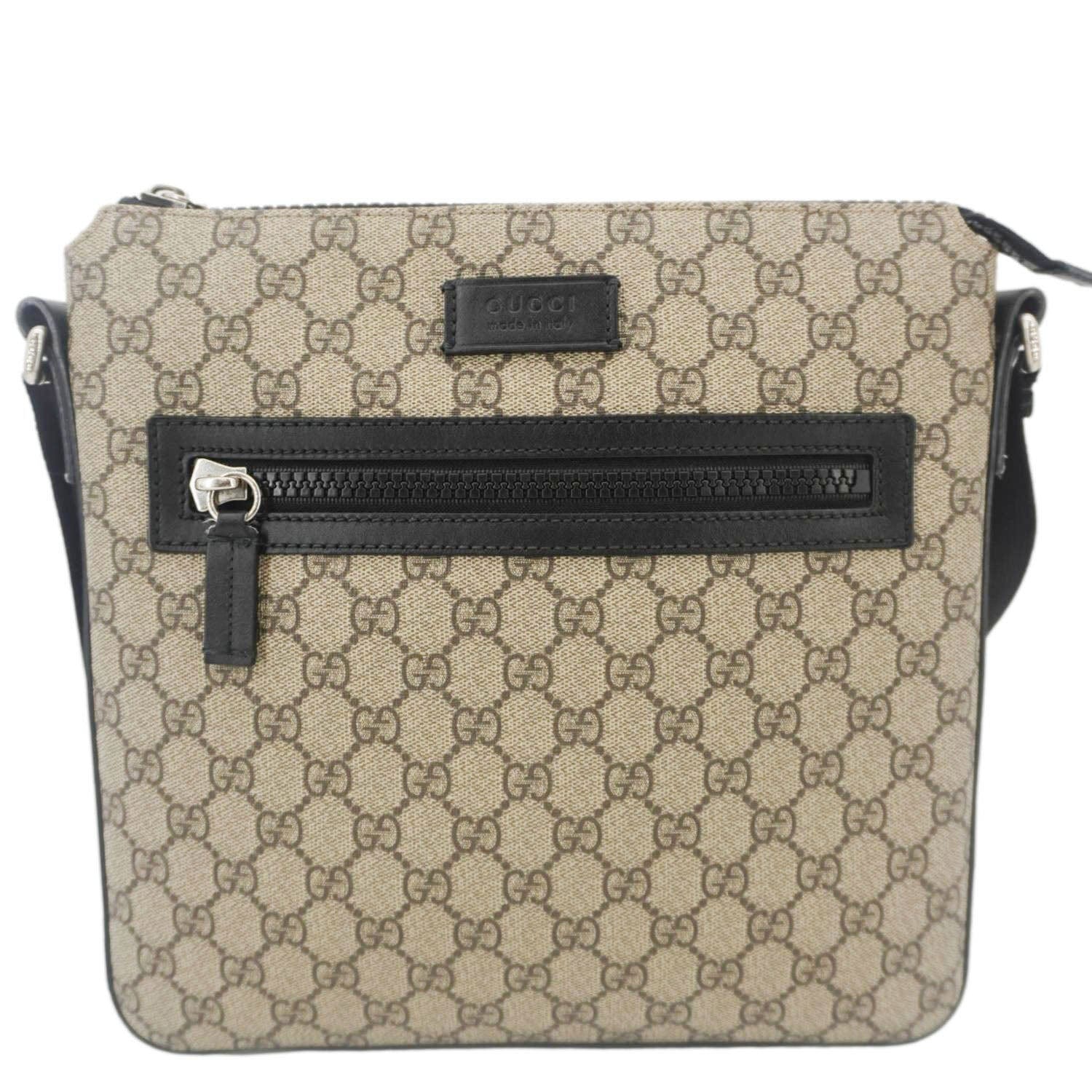 GUCCI Front Zip Medium Gucci Canvas Messenger Bag Beige 406974