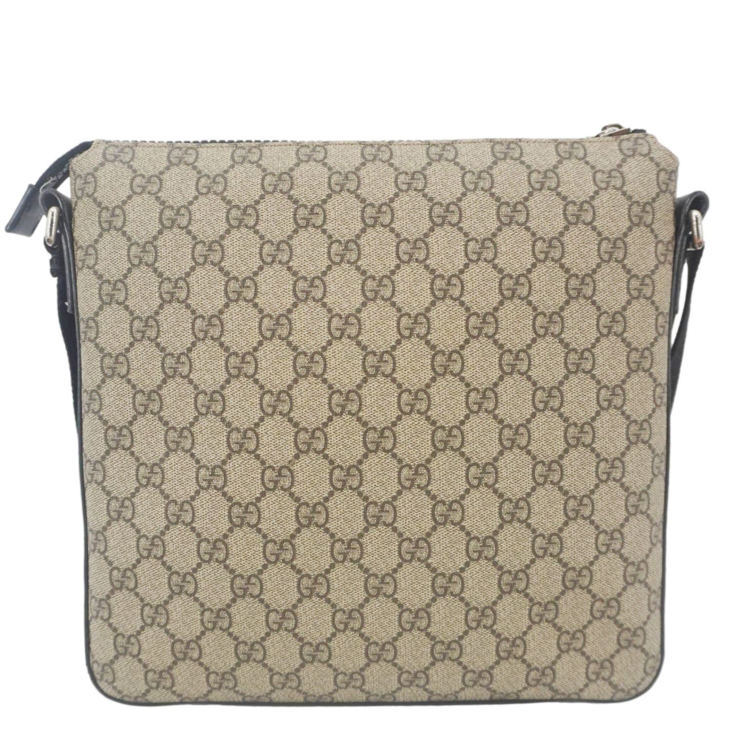 GUCCI Front Zip Medium Gucci Canvas Messenger Bag Beige 406974