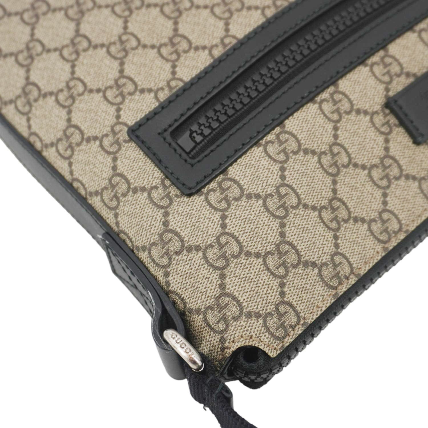 GUCCI Front Zip Medium Gucci Canvas Messenger Bag Beige 406974