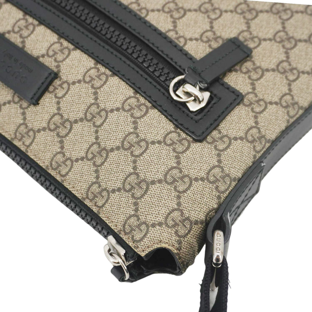 GUCCI Front Zip Medium Gucci Canvas Messenger Bag Beige 406974
