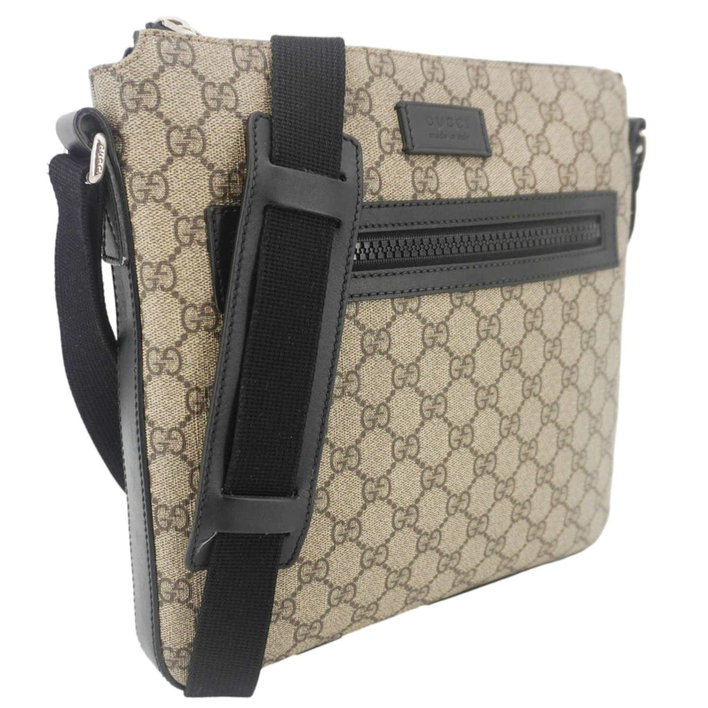 GUCCI Front Zip Medium Gucci Canvas Messenger Bag Beige 406974