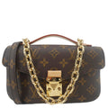 LOUIS VUITTON Metis East West Pochette Monogram Canvas Chain Shoulder Bag Brown