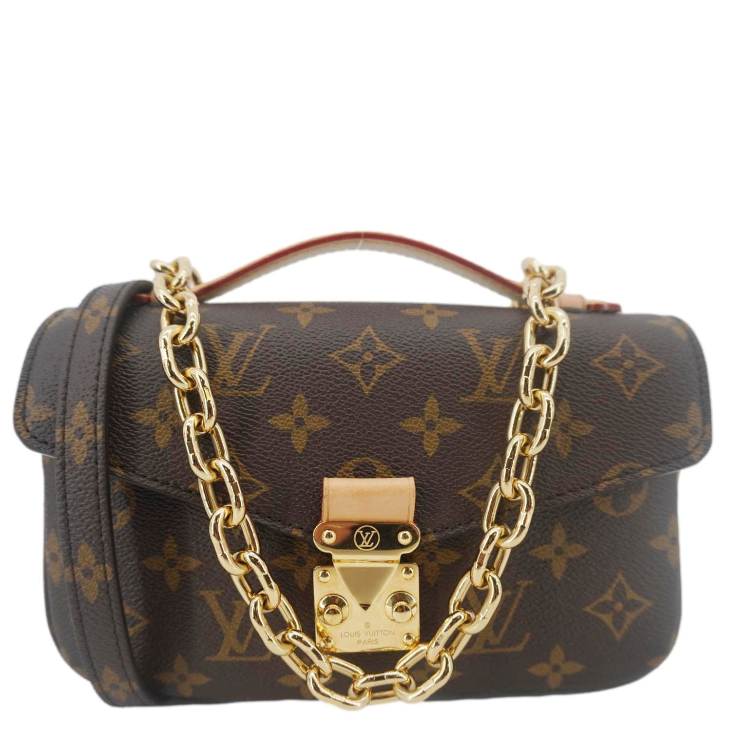 LOUIS VUITTON Metis East West Pochette Monogram Canvas Chain Shoulder Bag Brown