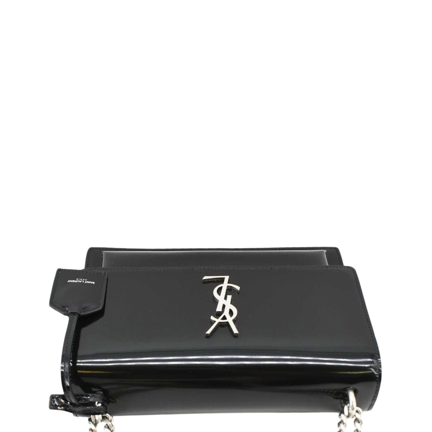 YVES SAINT LAURENT Monogram Sunset Medium Leather Shoulder Bag Black