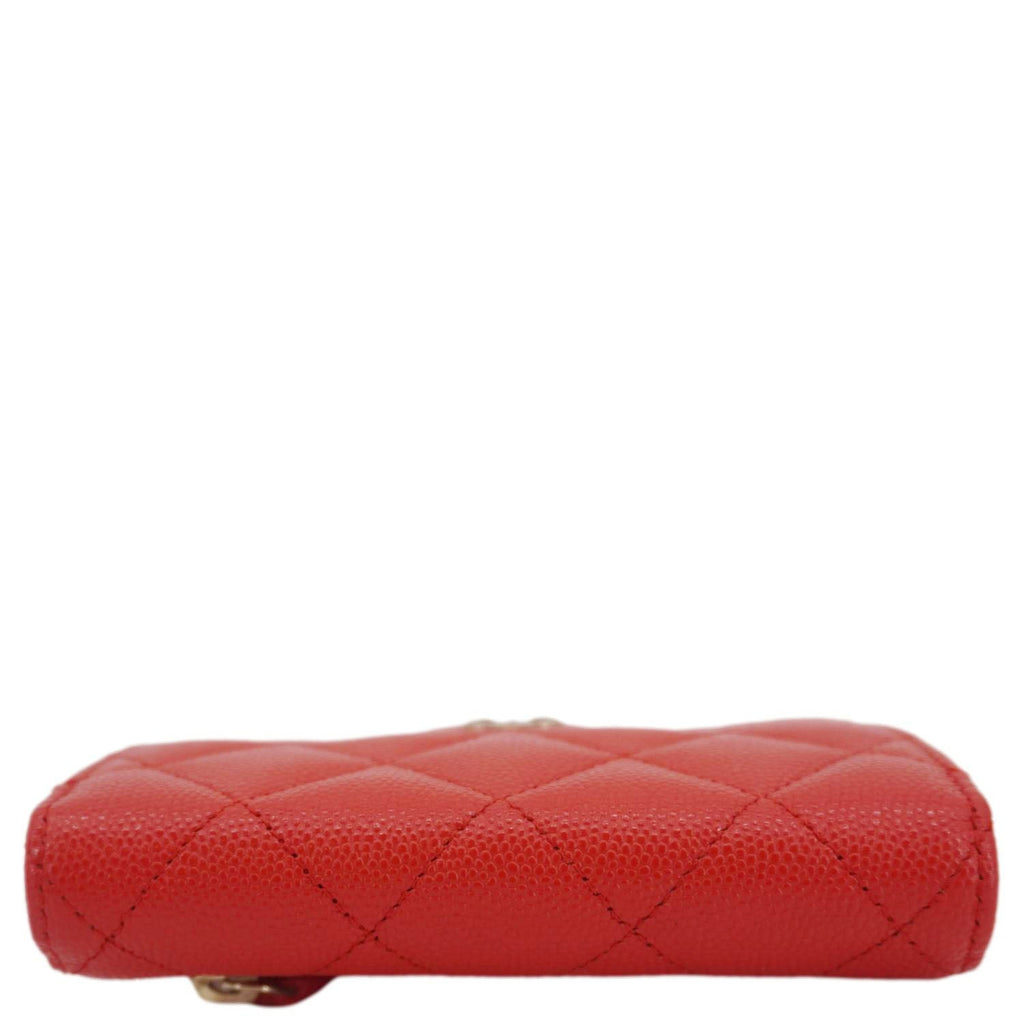 Chanel Chevron Caviar Leather Compact Wallet Red