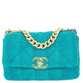 Chanel 19 Flap Medium Quilted Tweed Shoulder Bag Teal
