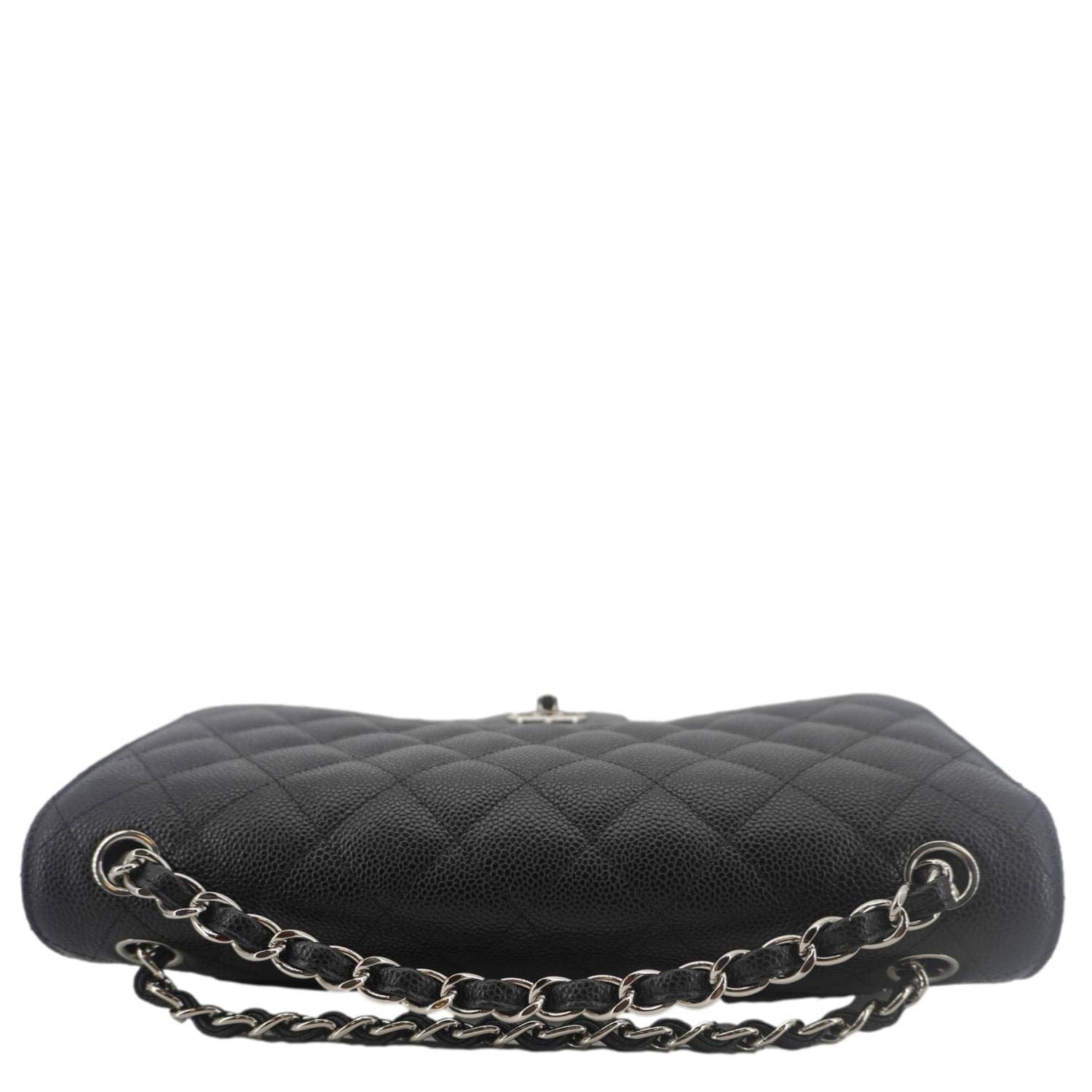 Chanel Classic Double Flap Jumbo Quilted Caviar Leather Crossbody Bag Black