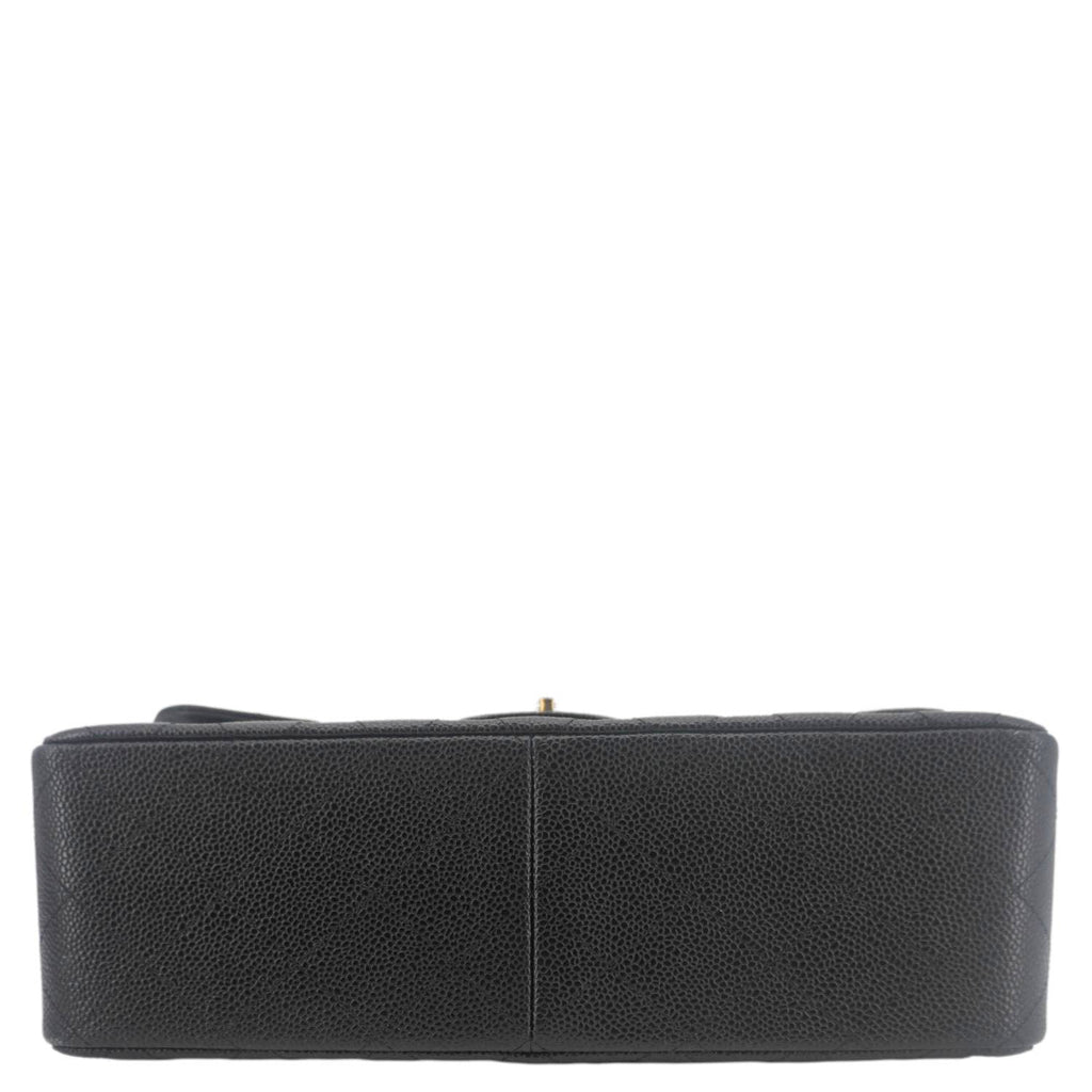 Chanel Classic Double Flap Jumbo Quilted Caviar Leather Crossbody Bag Black