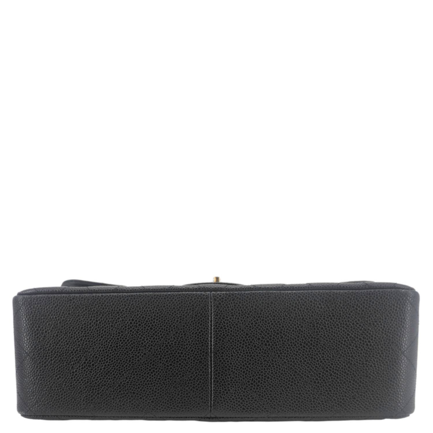 Chanel Classic Double Flap Jumbo Quilted Caviar Leather Crossbody Bag Black