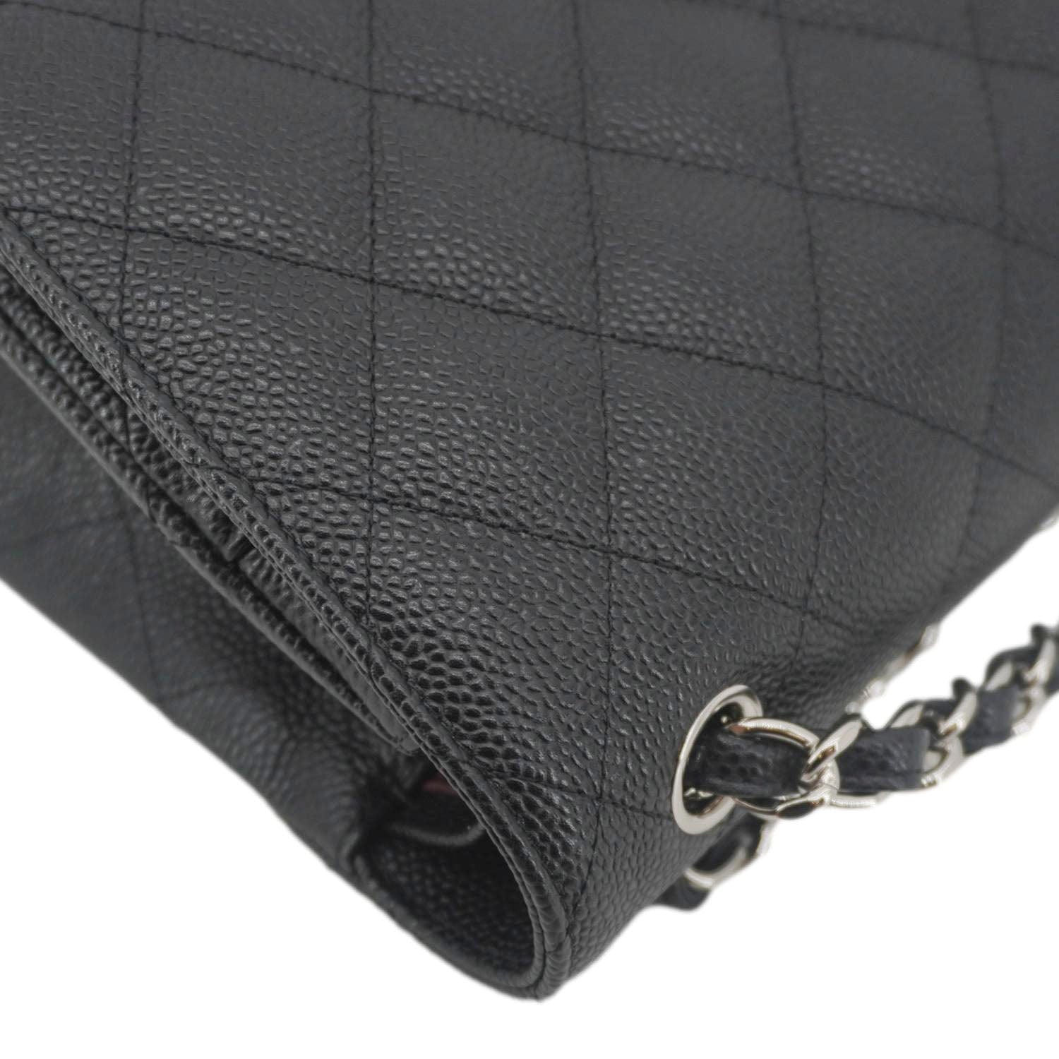 Chanel Classic Double Flap Jumbo Quilted Caviar Leather Crossbody Bag Black