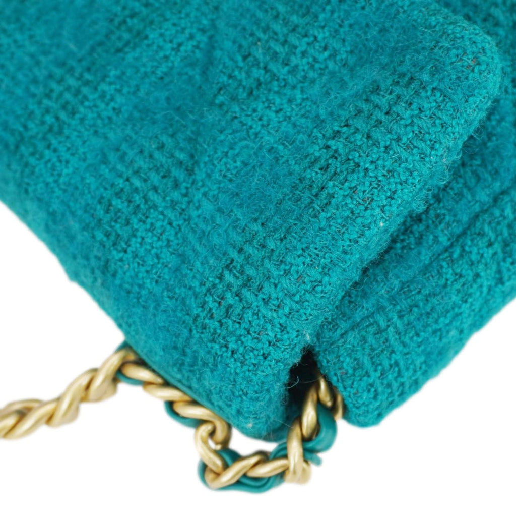 Chanel 19 Flap Medium Quilted Tweed Shoulder Bag Teal