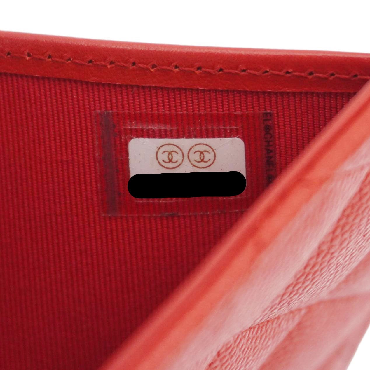 Chanel Chevron Caviar Leather Compact Wallet Red