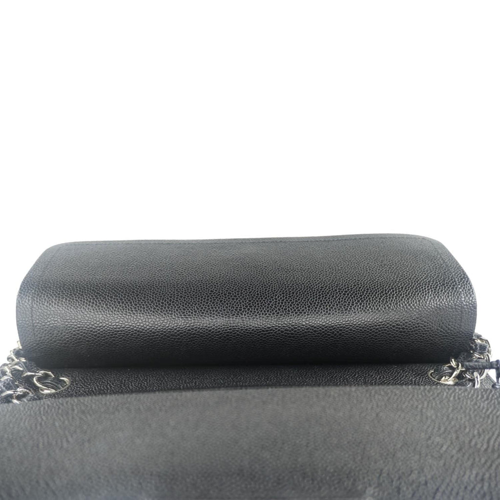Chanel Classic Double Flap Jumbo Quilted Caviar Leather Crossbody Bag Black