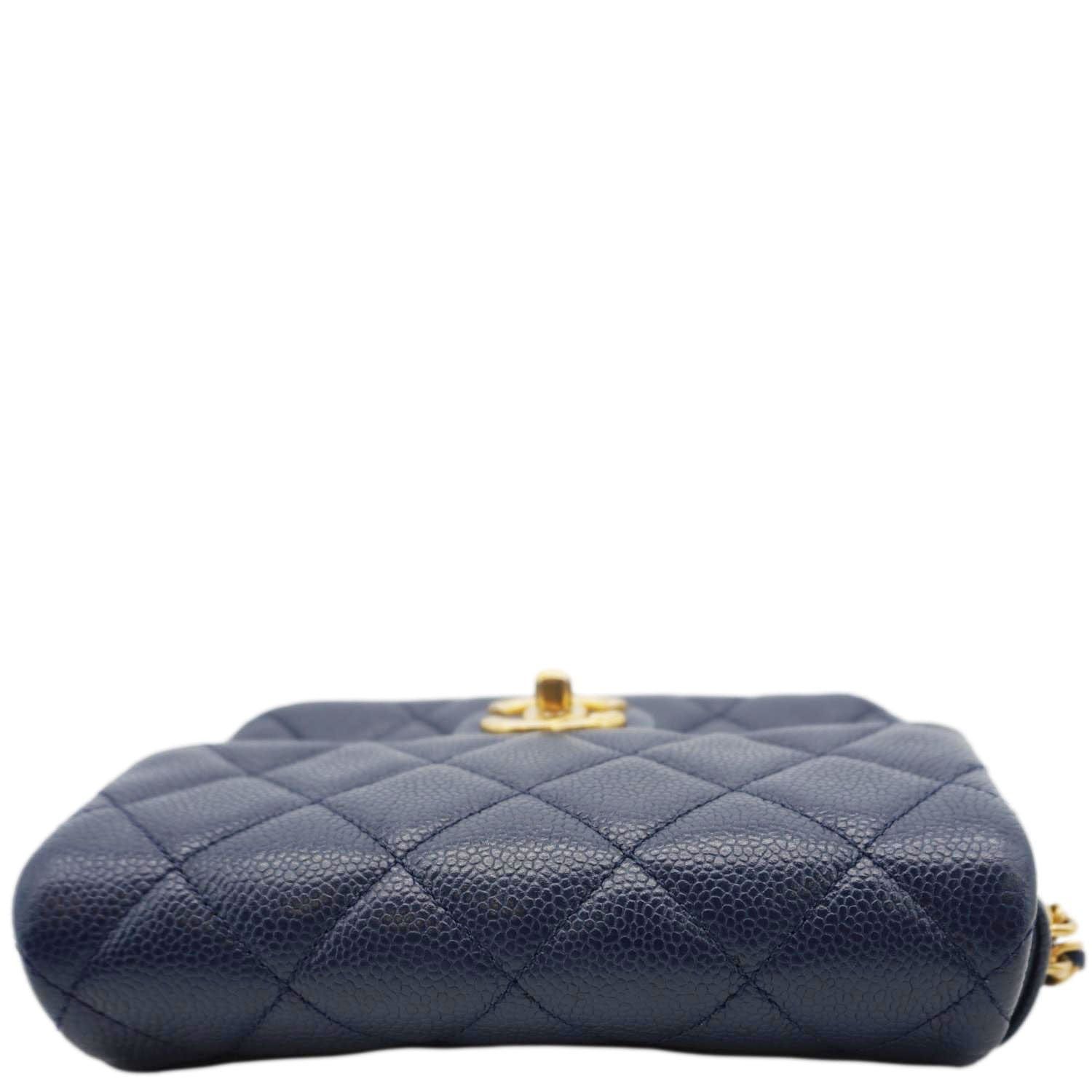 Chanel Soul Flap Caviar Leather Chain Crossbody Bag Blue