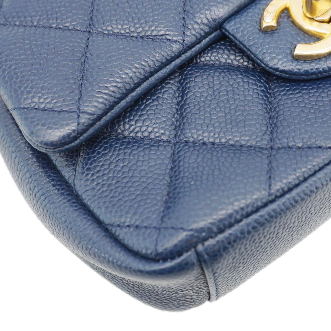Chanel Soul Flap Caviar Leather Chain Crossbody Bag Blue