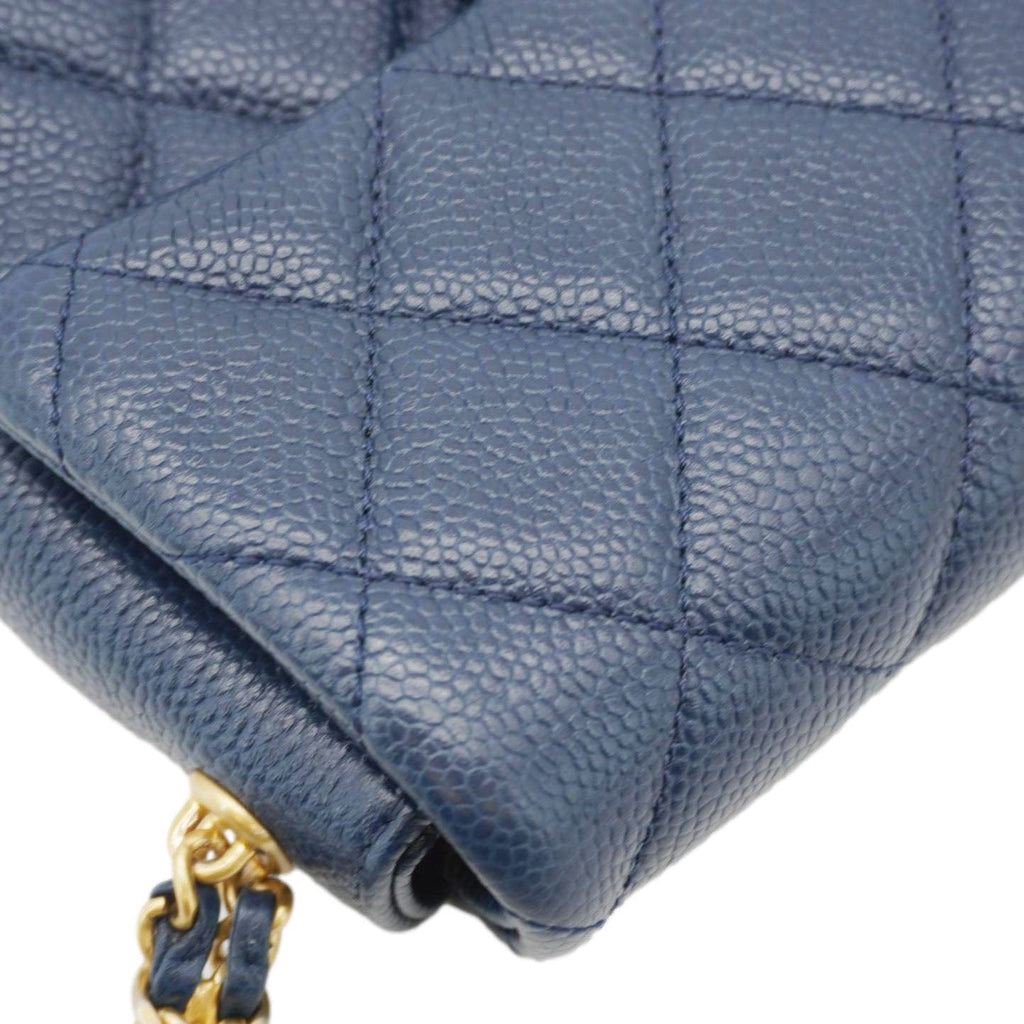 Chanel Soul Flap Caviar Leather Chain Crossbody Bag Blue