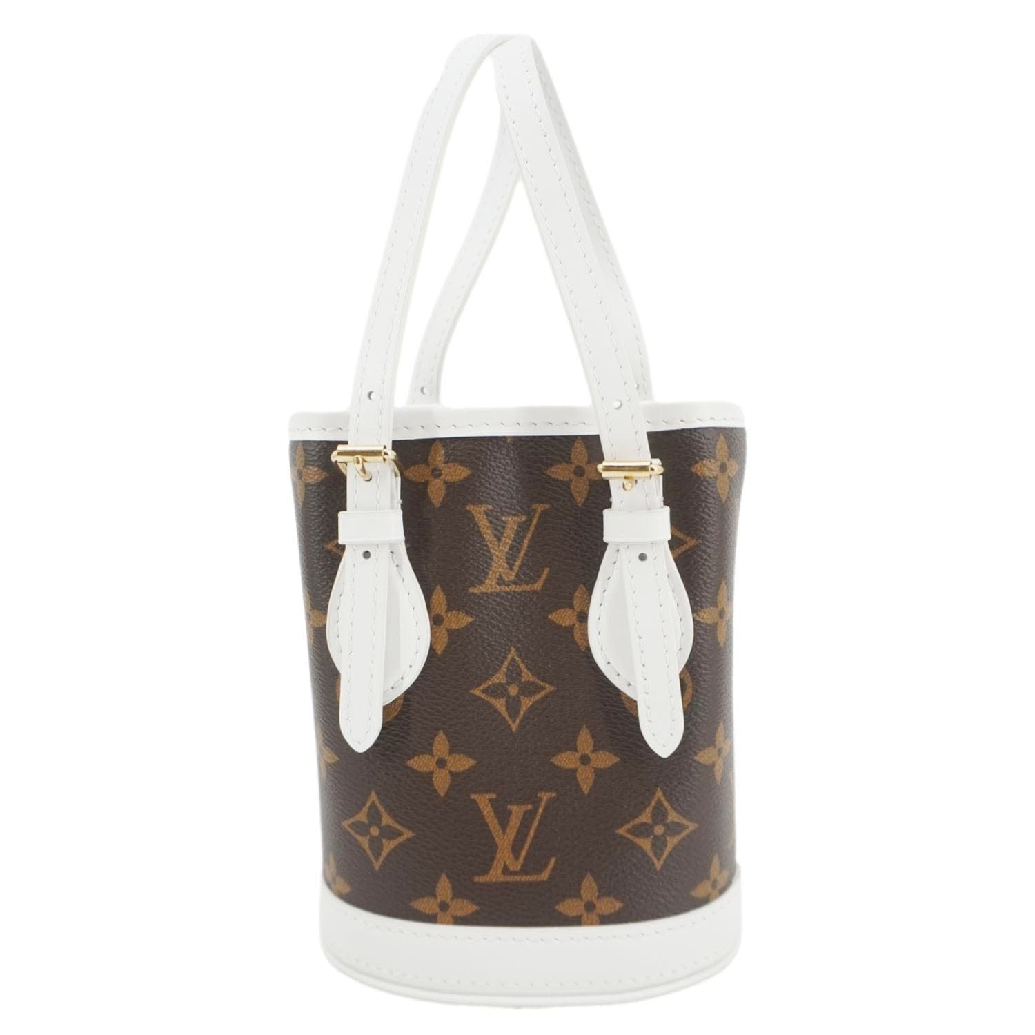 LOUIS VUITTON  Nano Bucket Monogram Canvas Crossbody Bag White