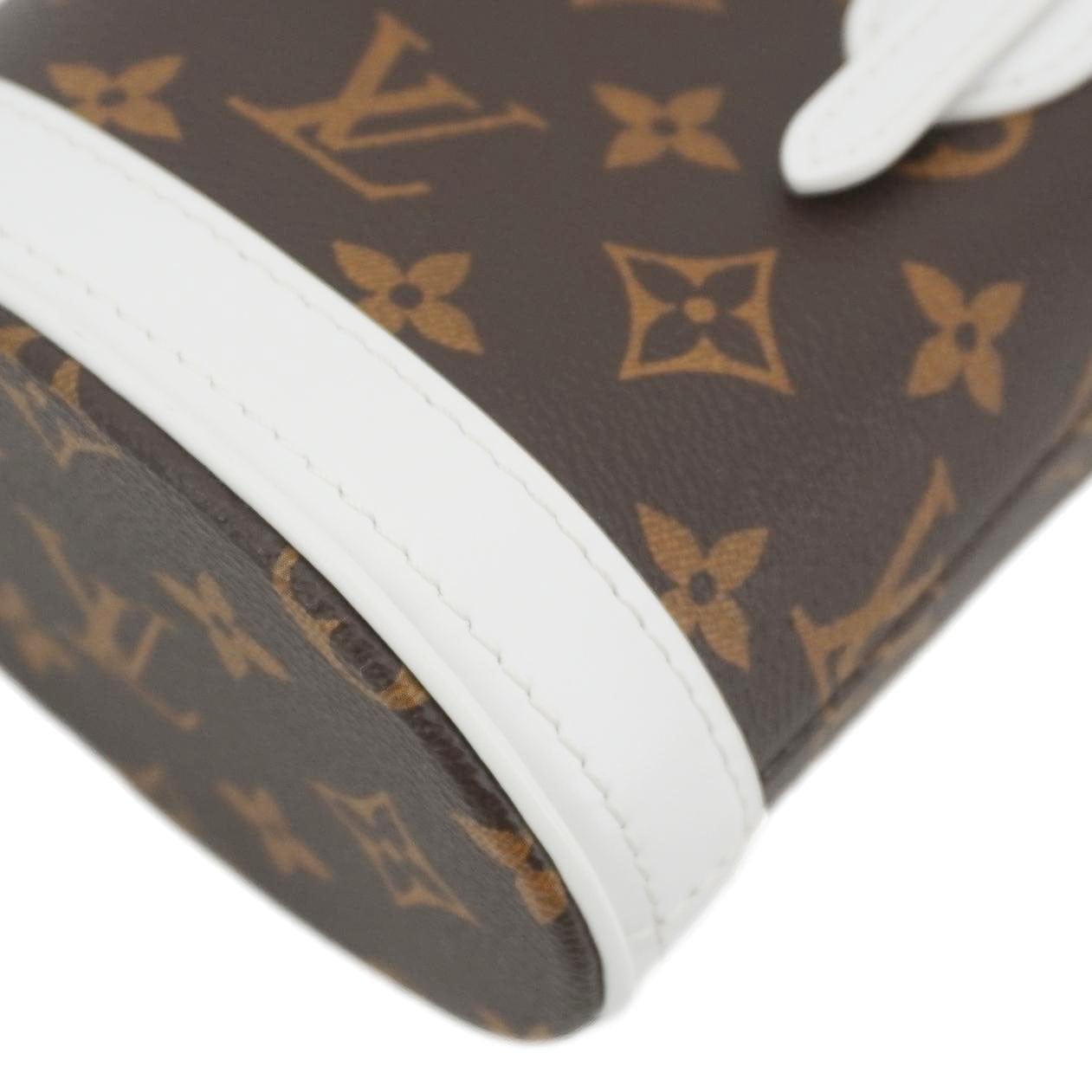 LOUIS VUITTON  Nano Bucket Monogram Canvas Crossbody Bag White