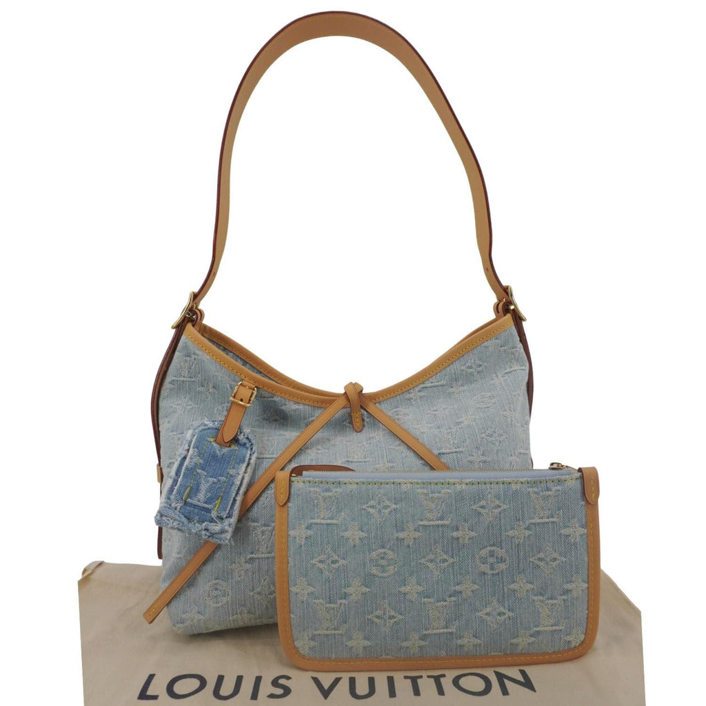 LOUIS VUITTON Carryall PM Denim Shoulder Bag Sky Blue