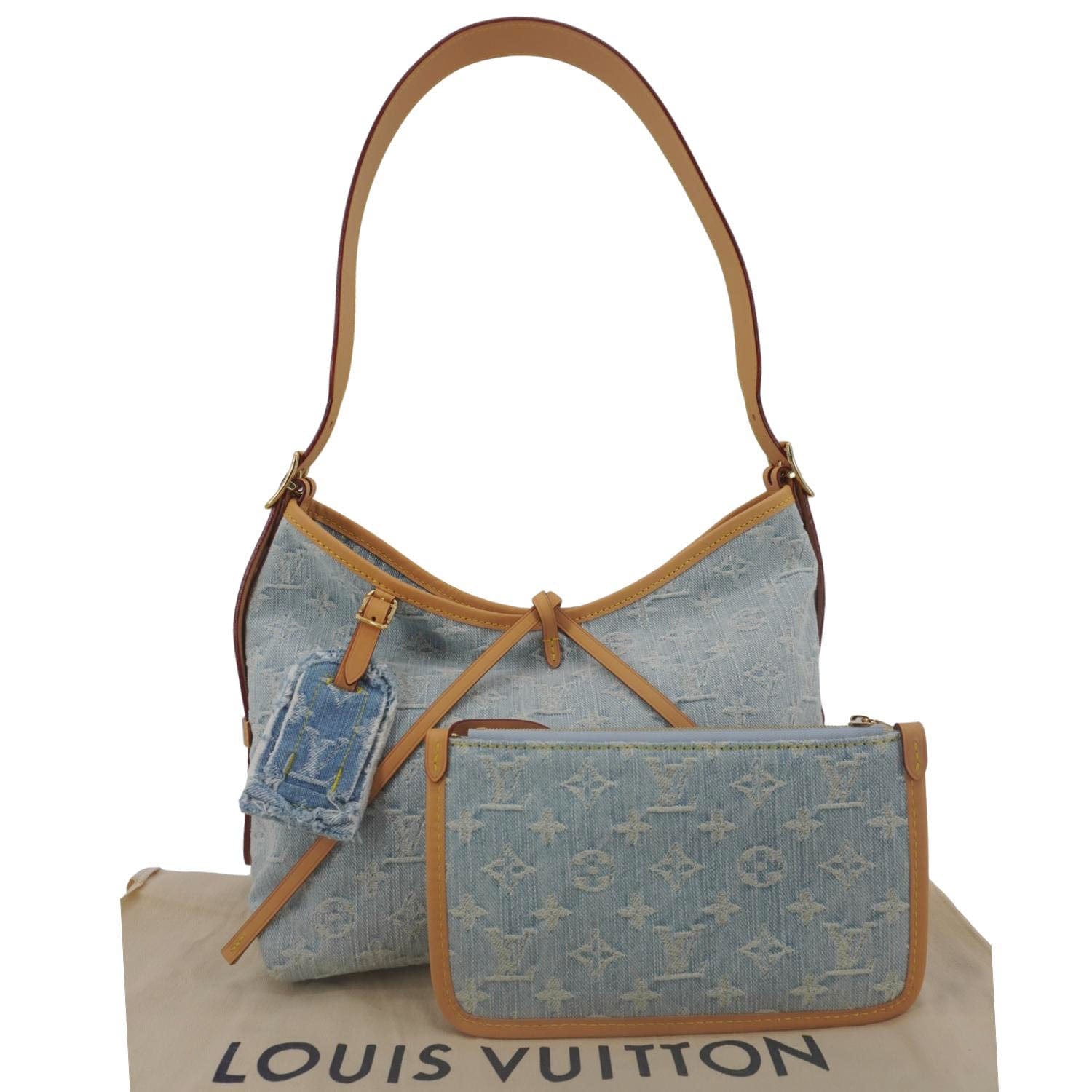 LOUIS VUITTON Carryall PM Denim Shoulder Bag Sky Blue