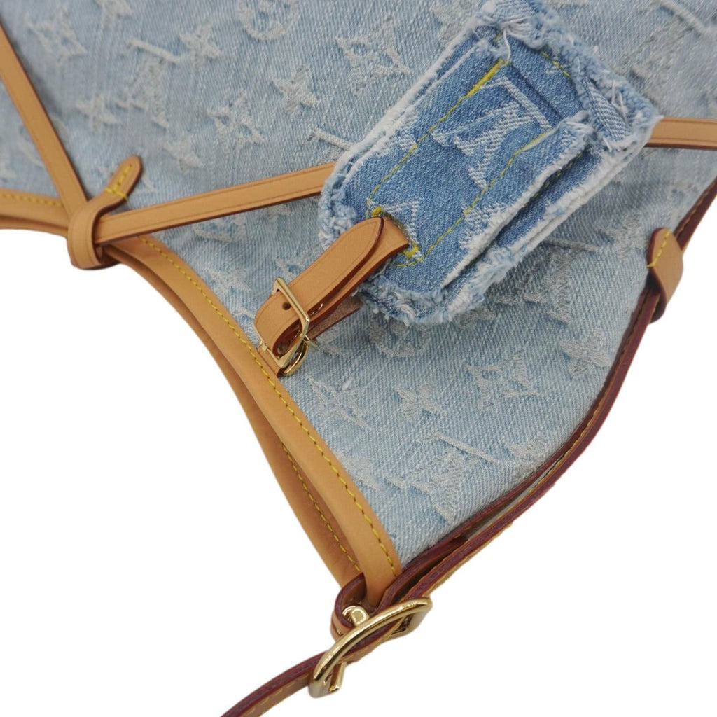 LOUIS VUITTON Carryall PM Denim Shoulder Bag Sky Blue