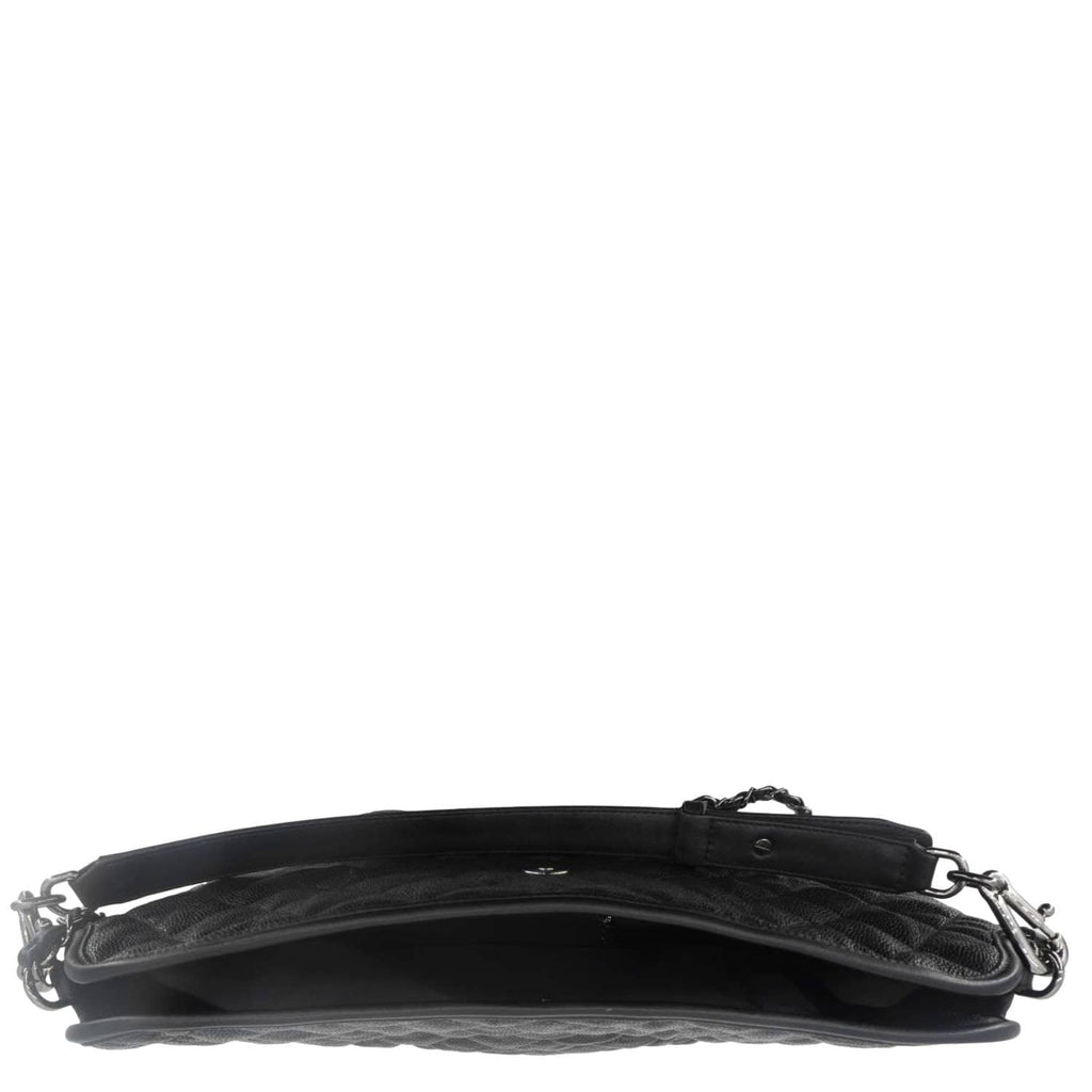 Chanel French Riviera Quilted Caviar Leather Hobo Bag Black